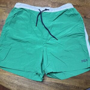 Vintage Polo Sport Men's Swim Shorts Bathing Suit Flag 90s  EUC Ralph Lauren L